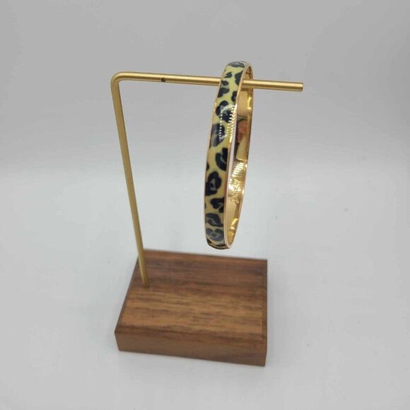 J Crew Enamel Leopard Print Gold Tone Narrow Bangle NWOT! - Picture 8 of 8